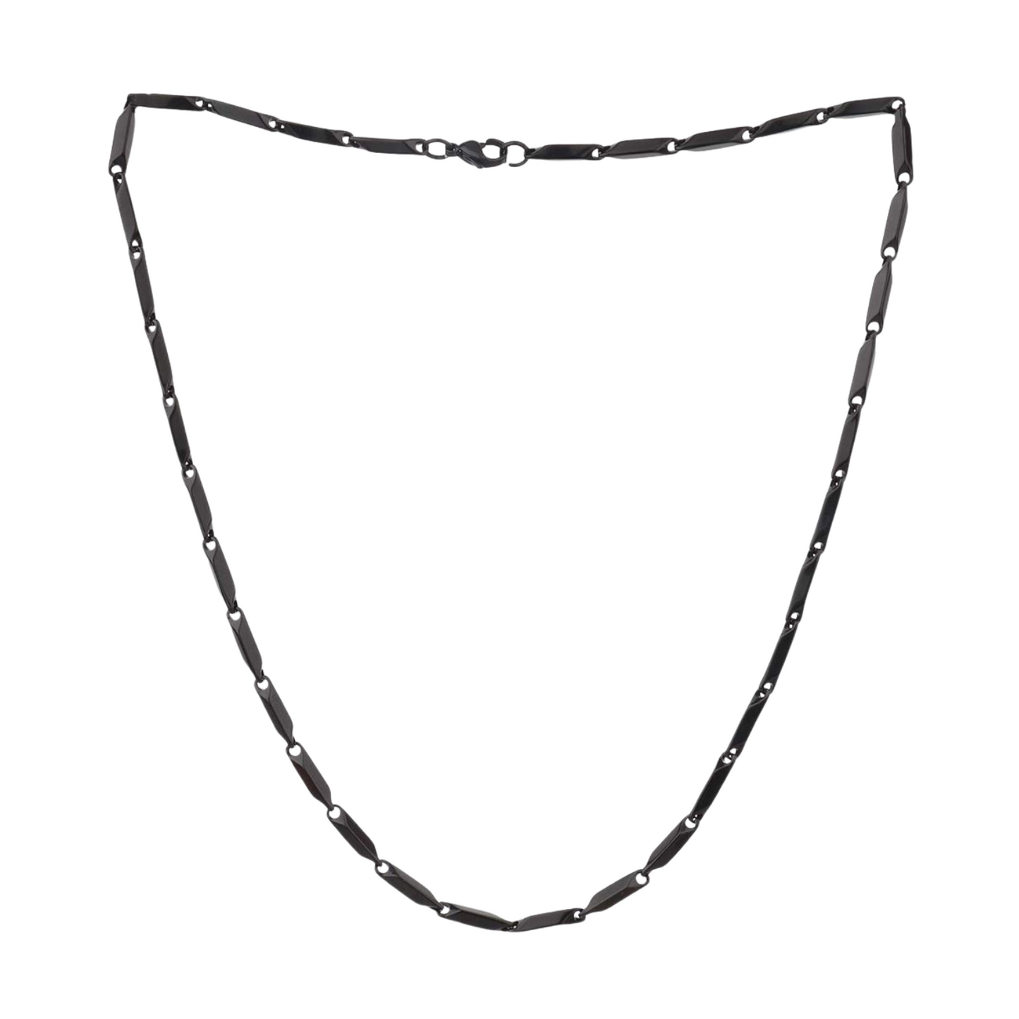 Black metal chain on a white background