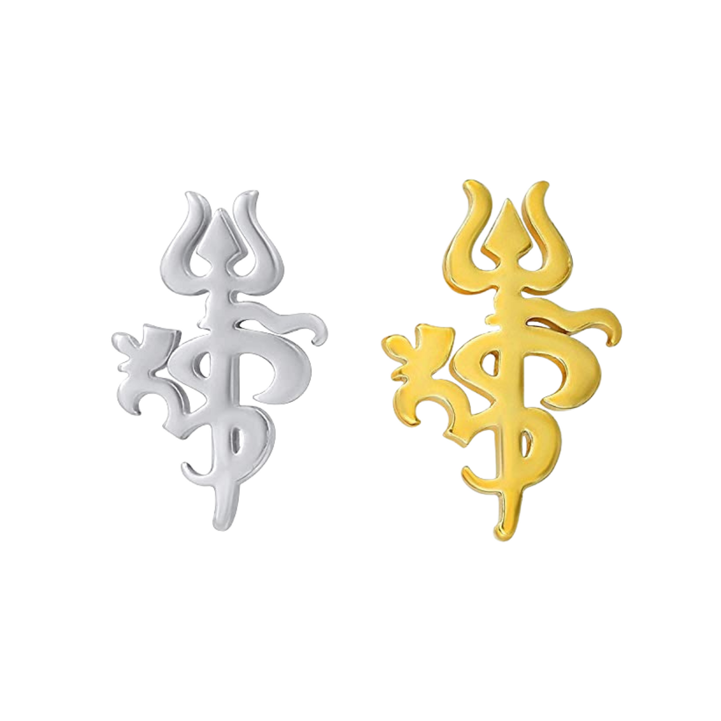Silver and gold om symbols on a white background