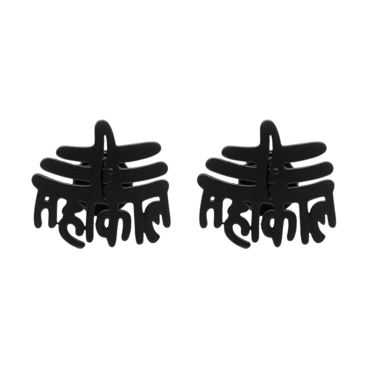 Black hair clips on a white background