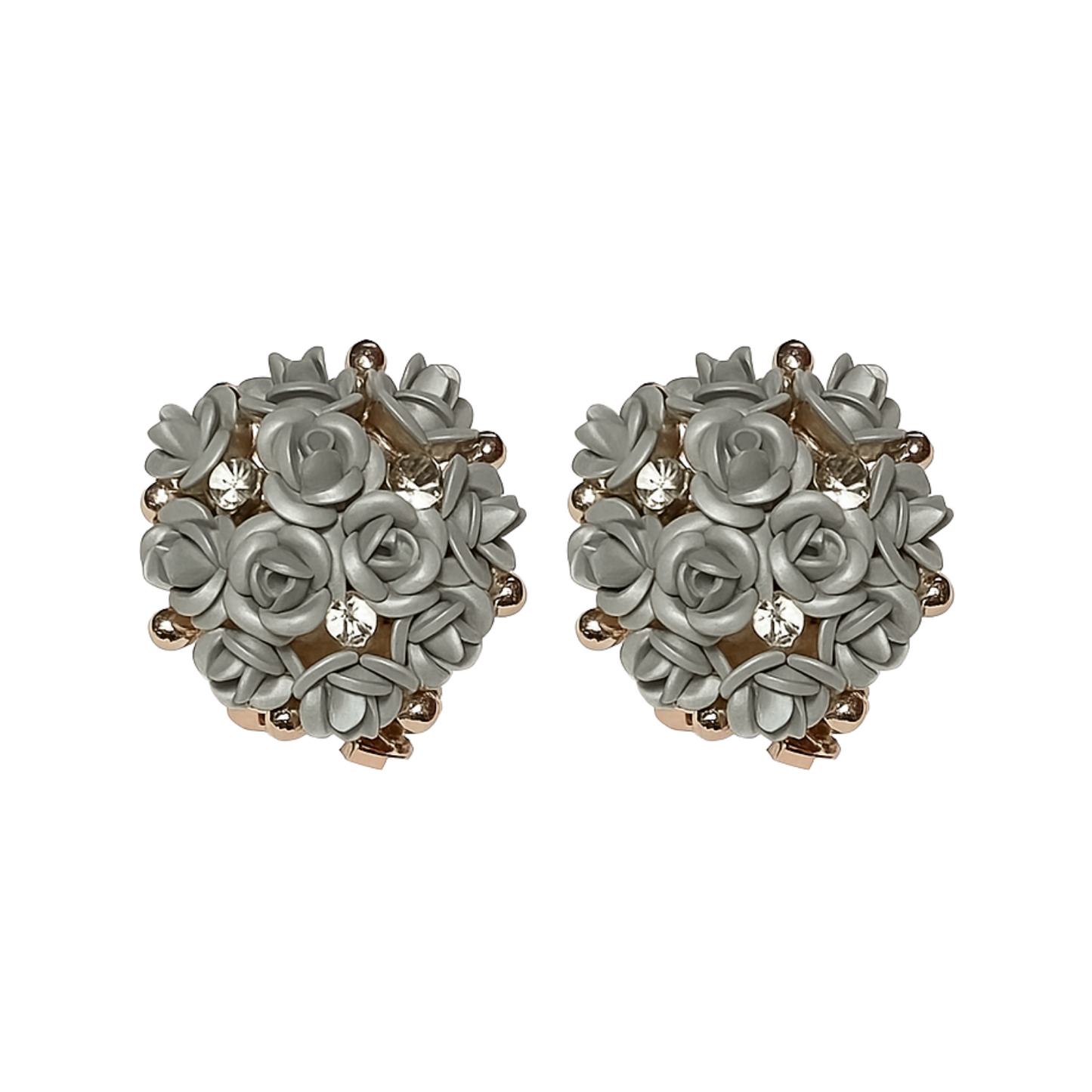 Heart-shaped earrings with floral design on a white background