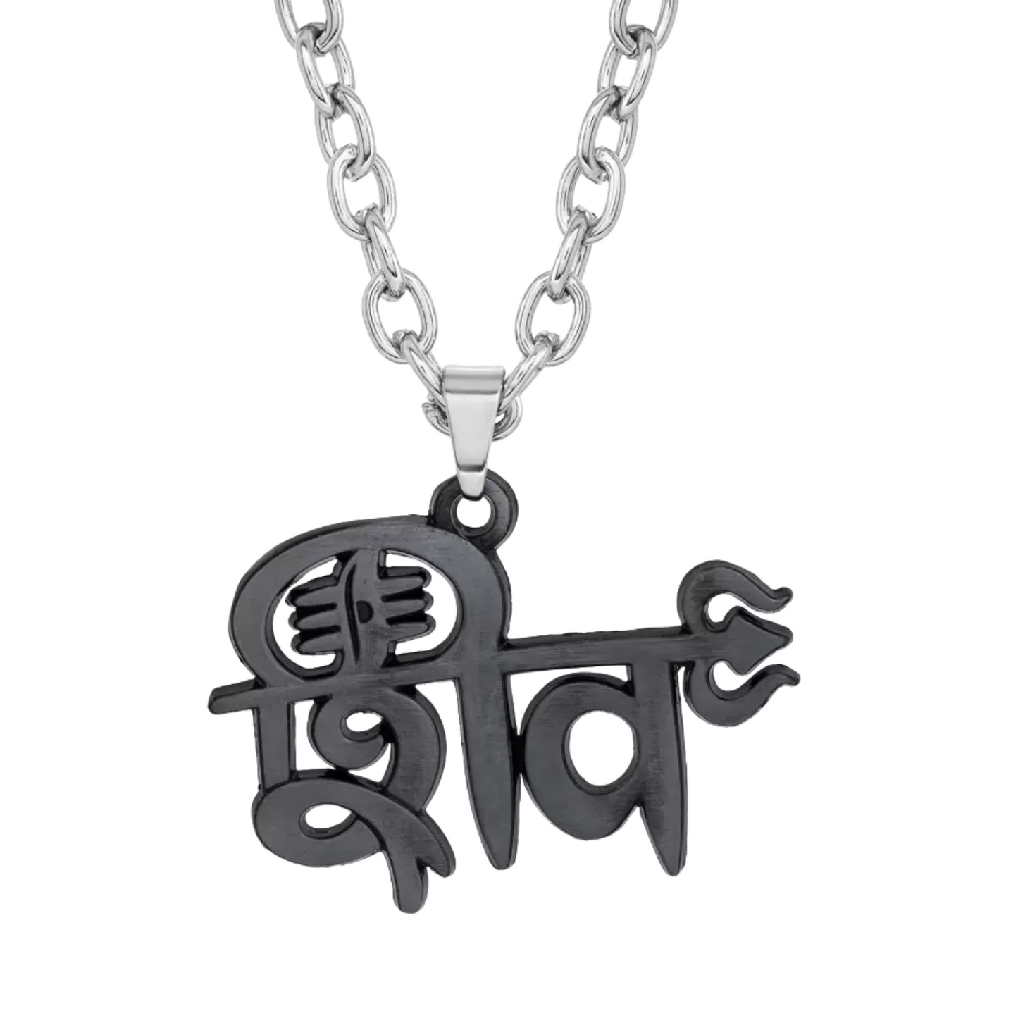 Necklace with a black pendant on a white background