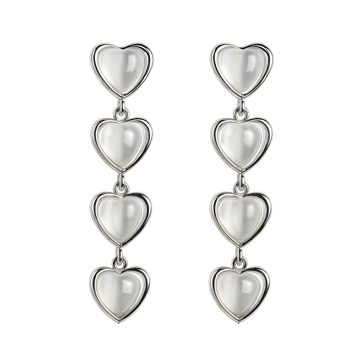 Pair of heart-shaped earrings on a white background