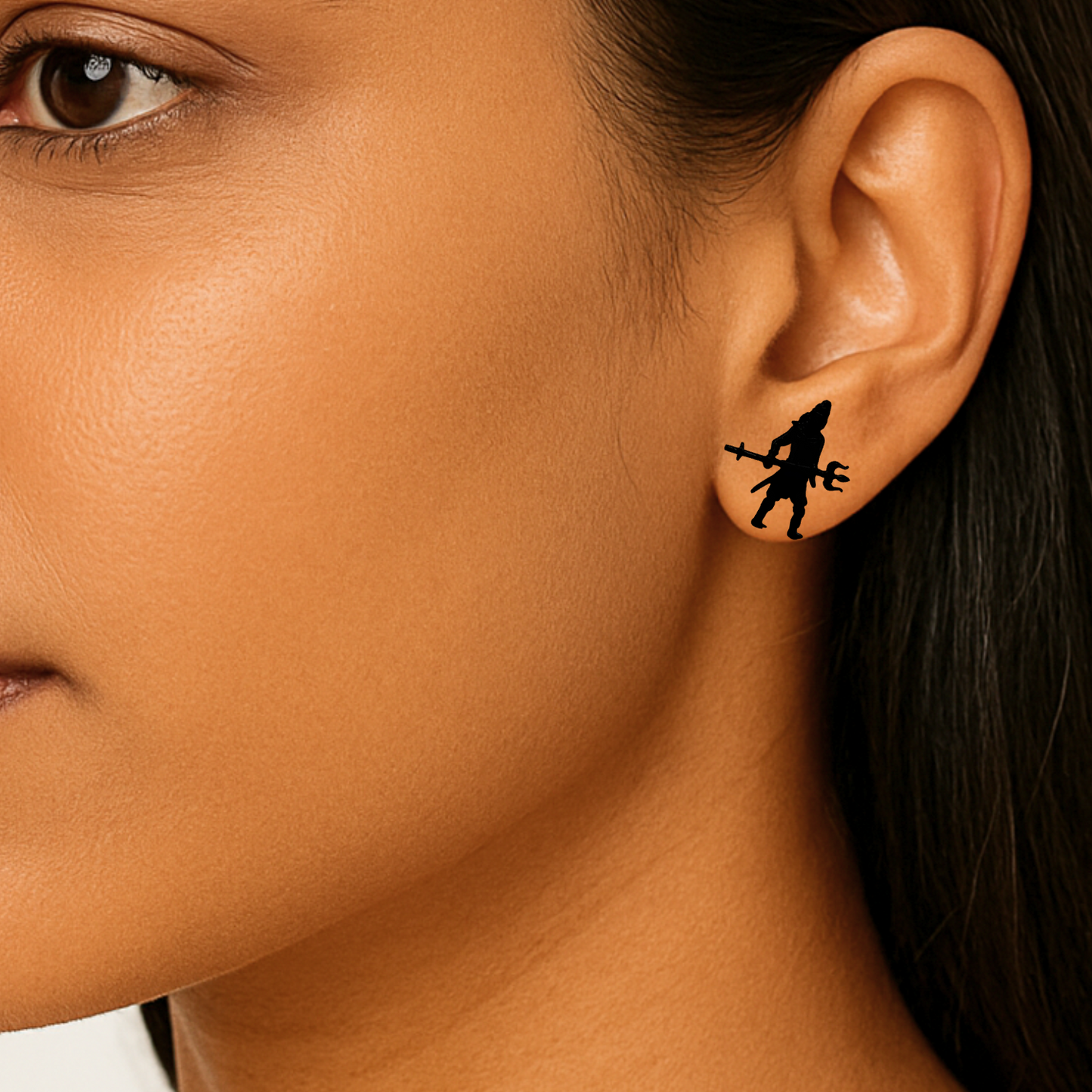 religious shiva stud wear on female ear