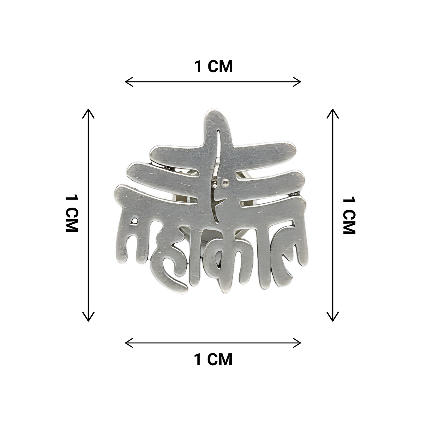 Silver hair clip with dimensions indicated on a white background
