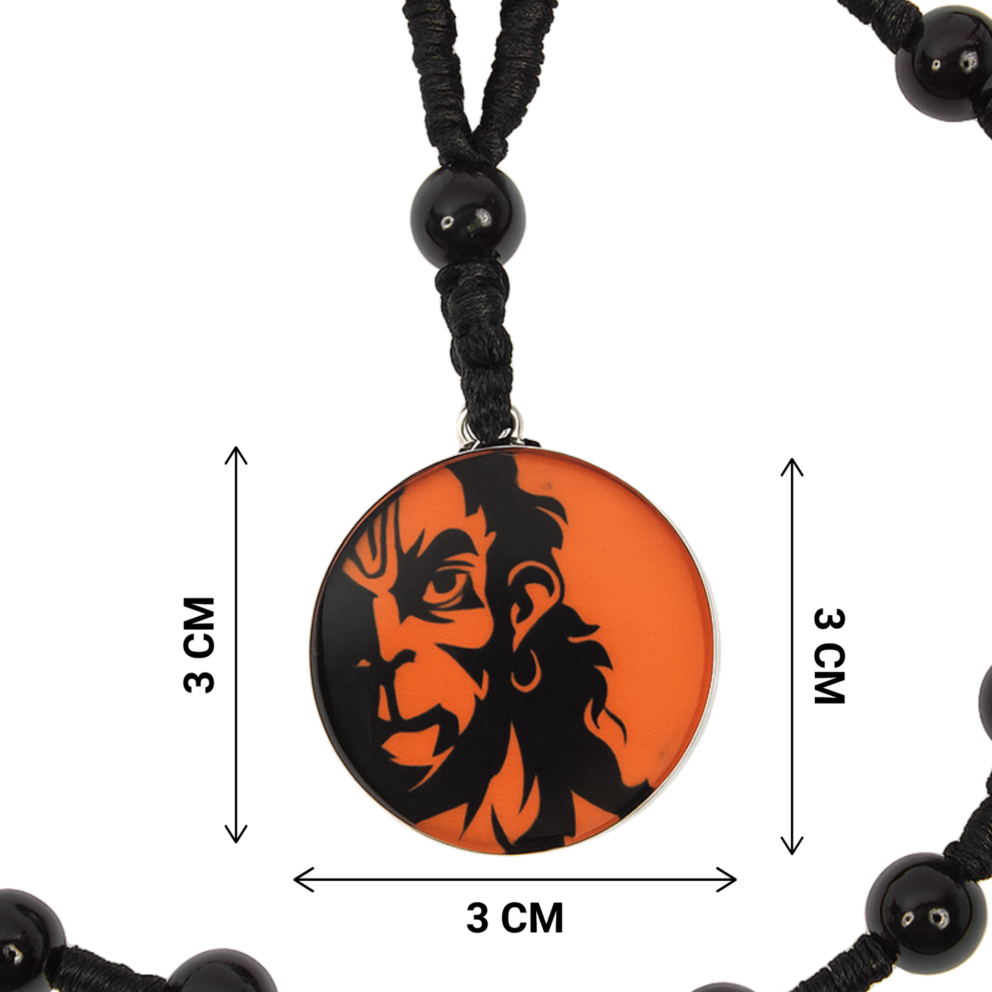 Lord hanuman pendant measurement in white background