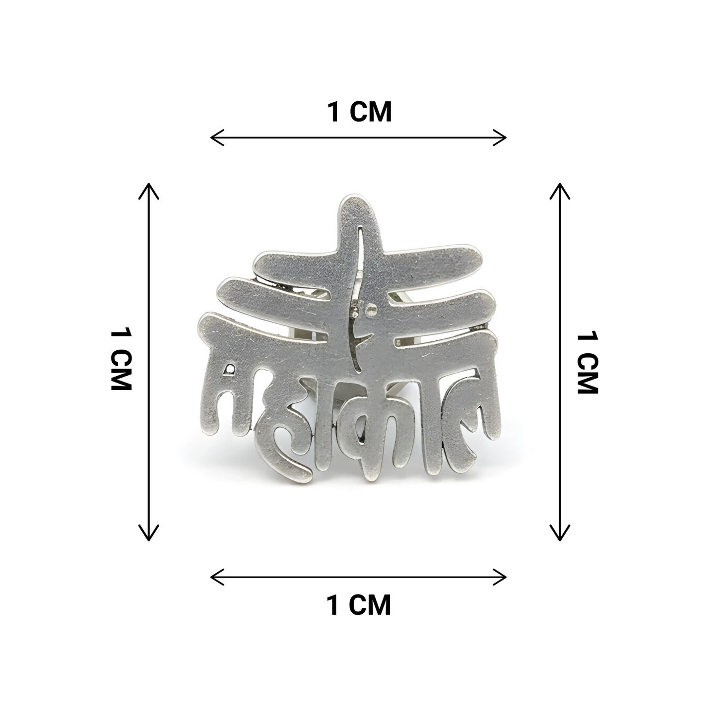 Silver necklace with measurements on a white background