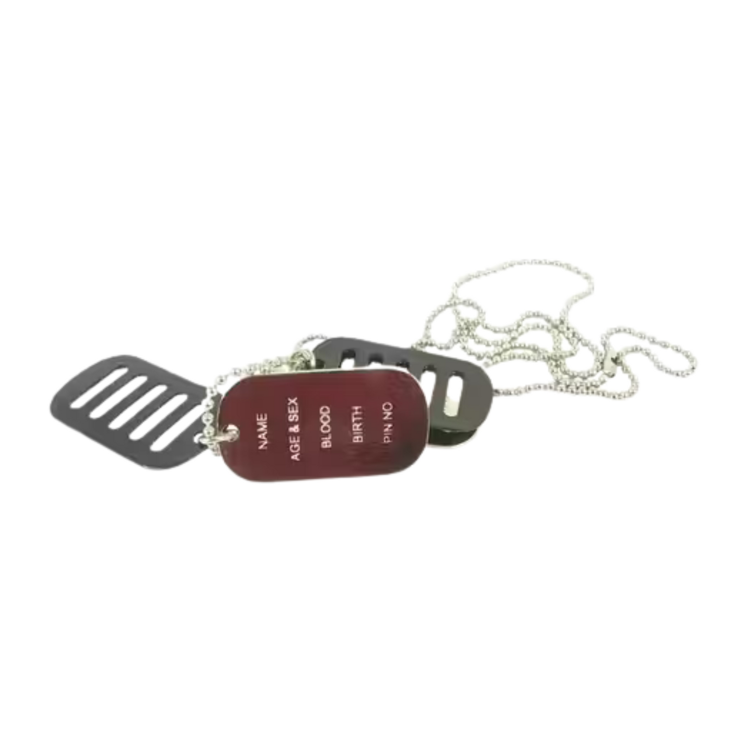 Personalized type tags on a white background