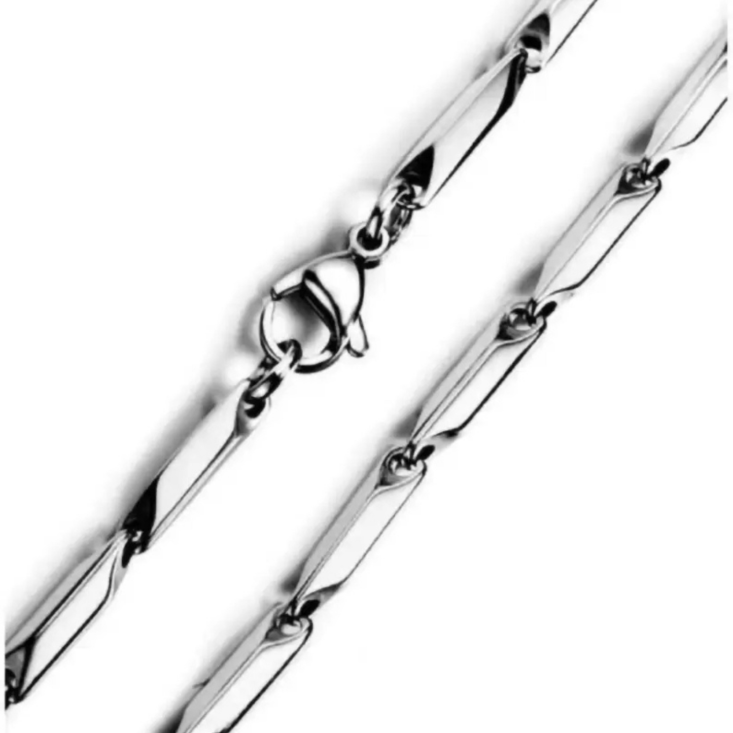 Silver chain on a white background