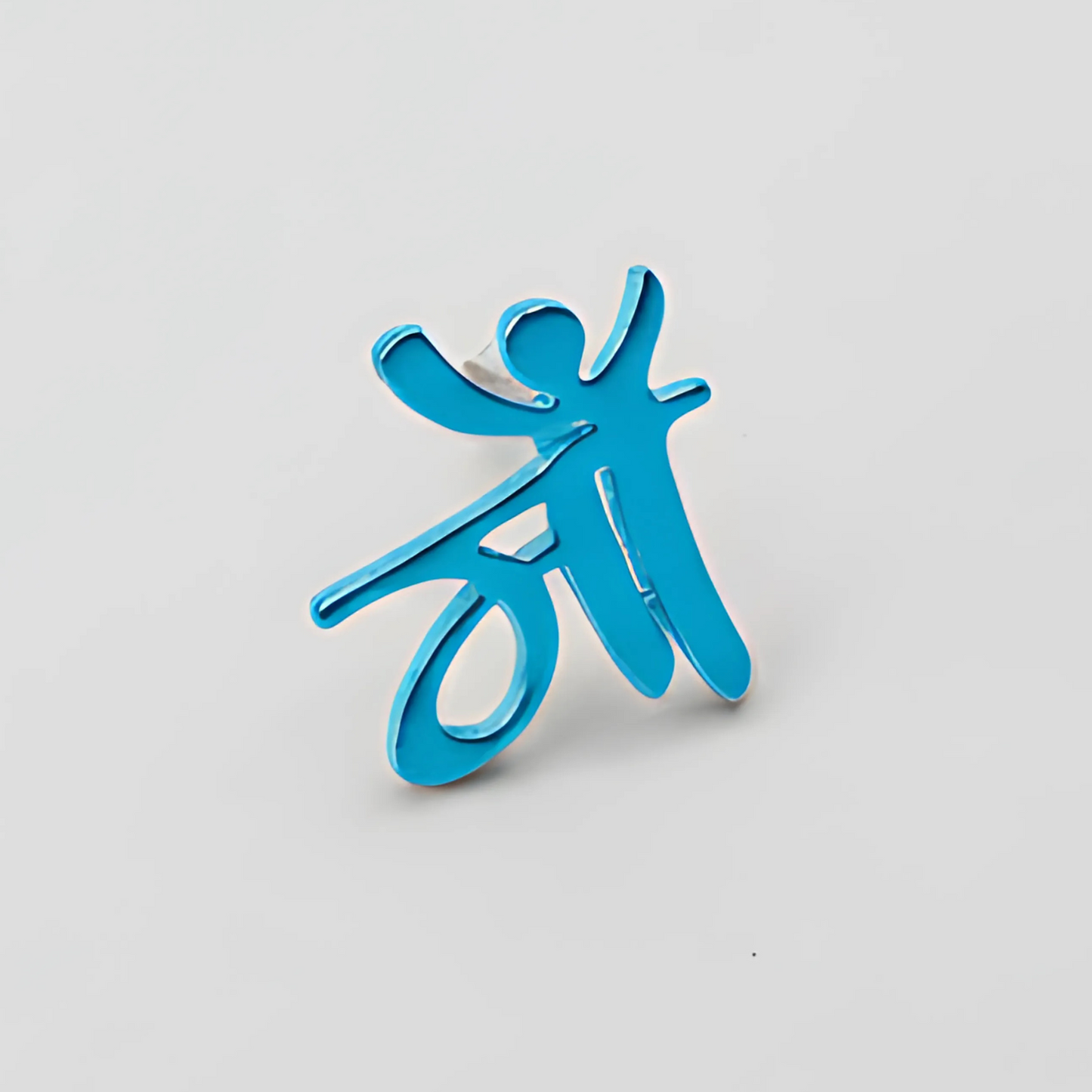 Blue abstract figure on a light gray background
