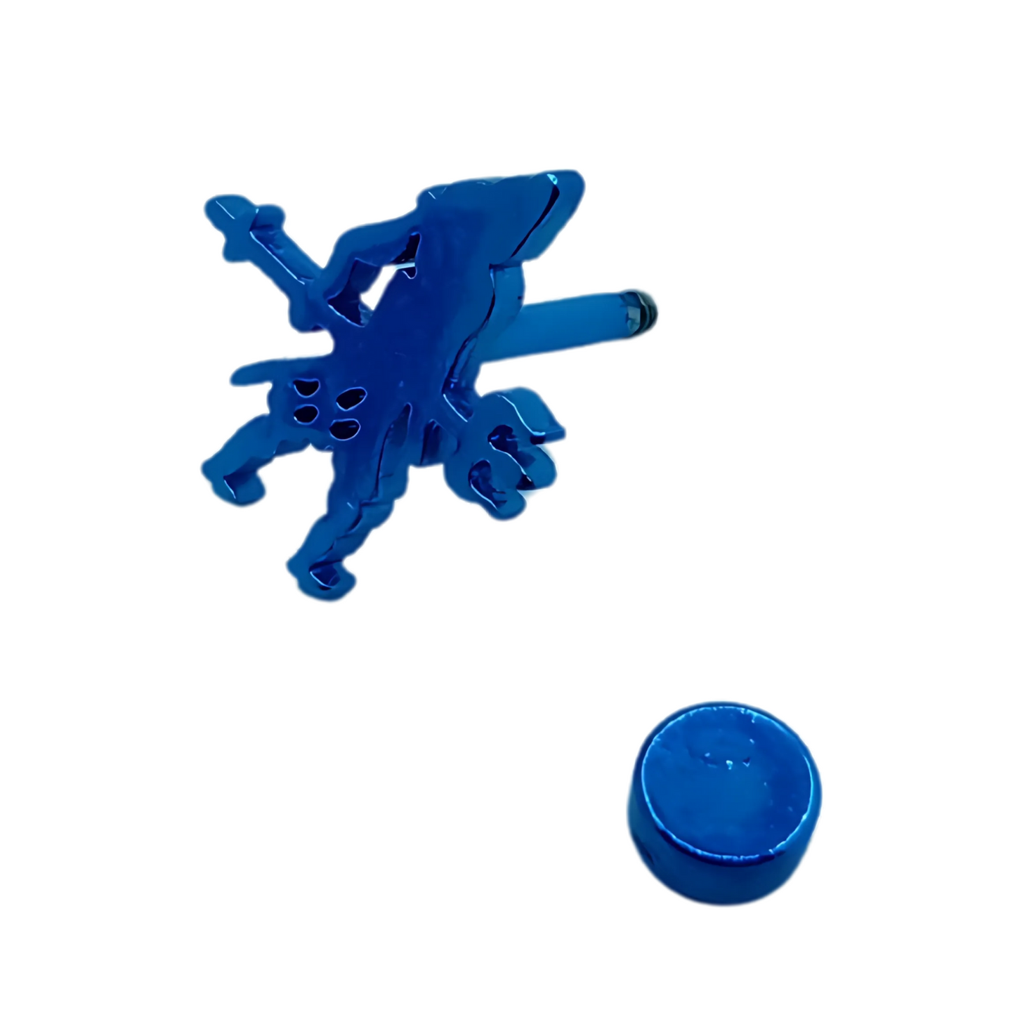 Blue stud on a white background