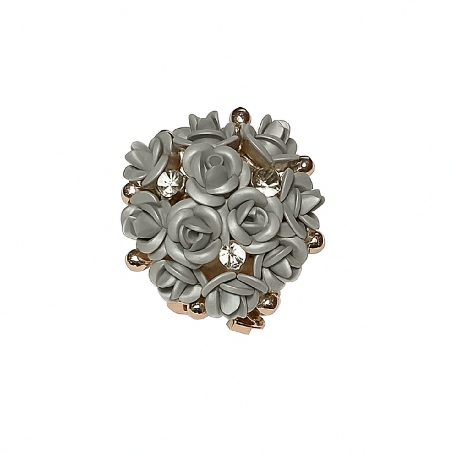 Decorative brooch with floral design on a white background