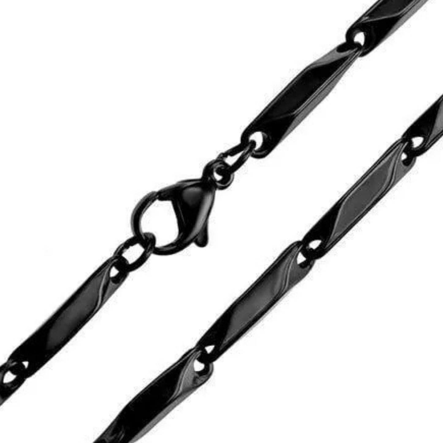 Black chain necklace on a white background