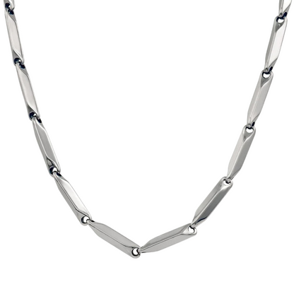 Silver chain necklace on a white background