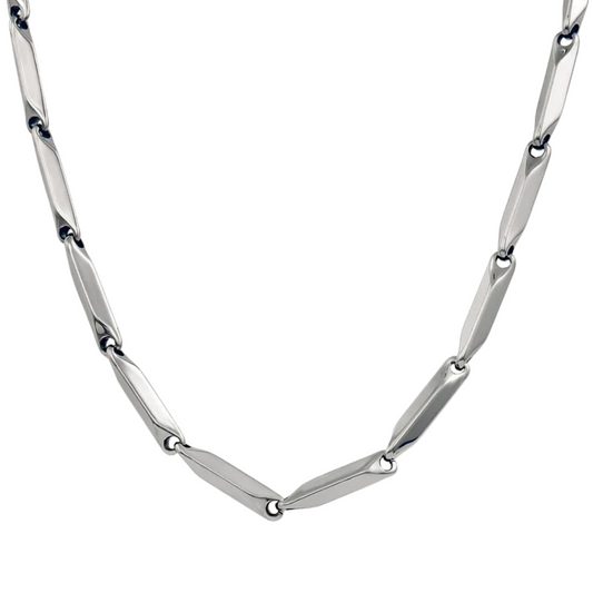 Silver chain necklace on a white background