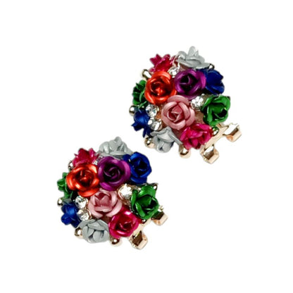 Flower Design Stud Earrings Multicolour Roses