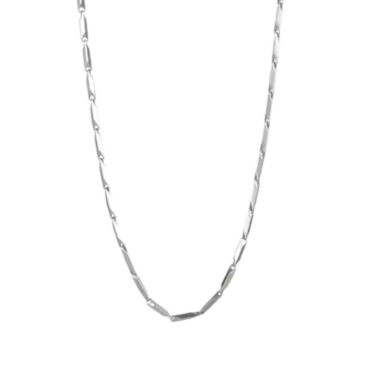 Silver chain necklace on a white background