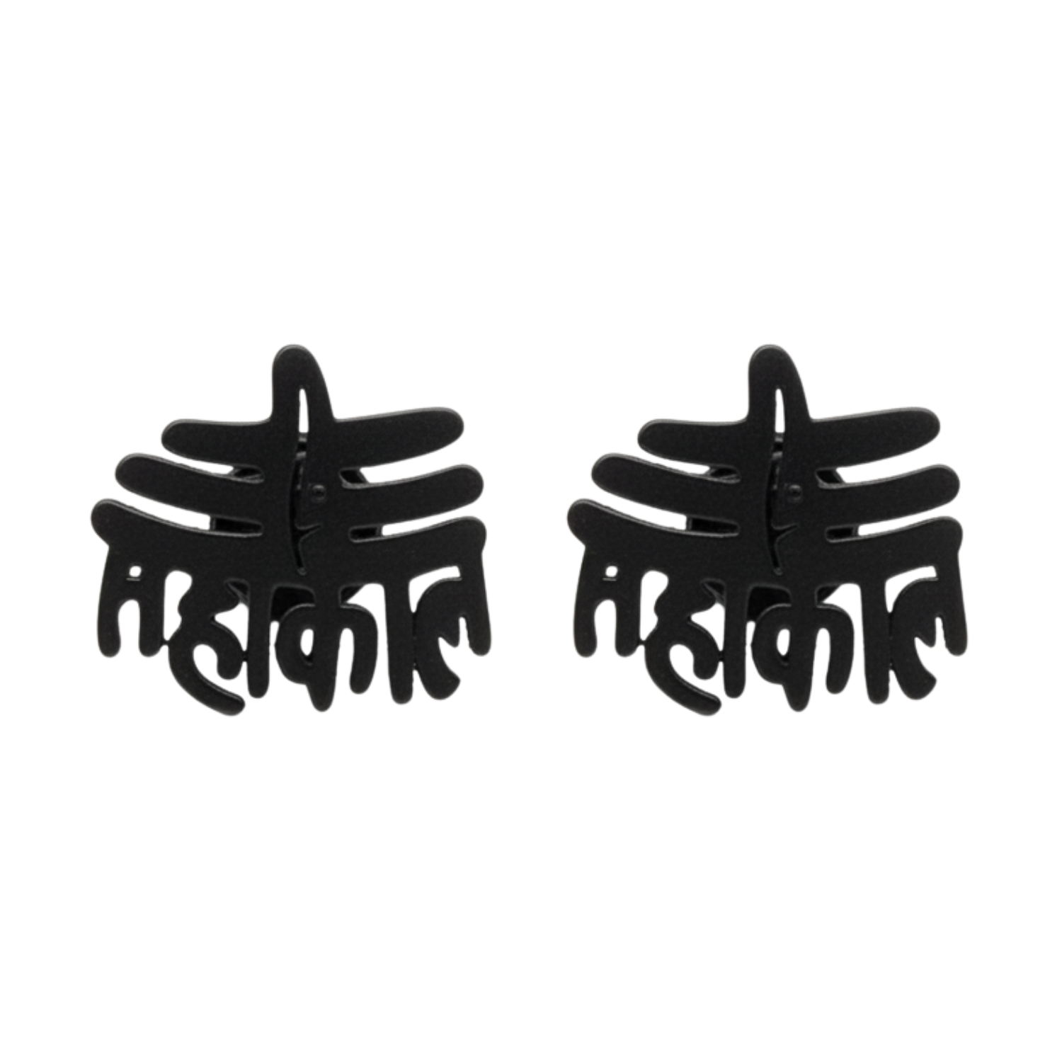 Black hair clips on a white background