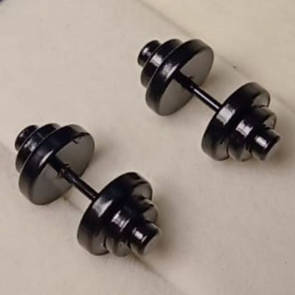 Dumbbell Design Black Stud Earrings Small Size