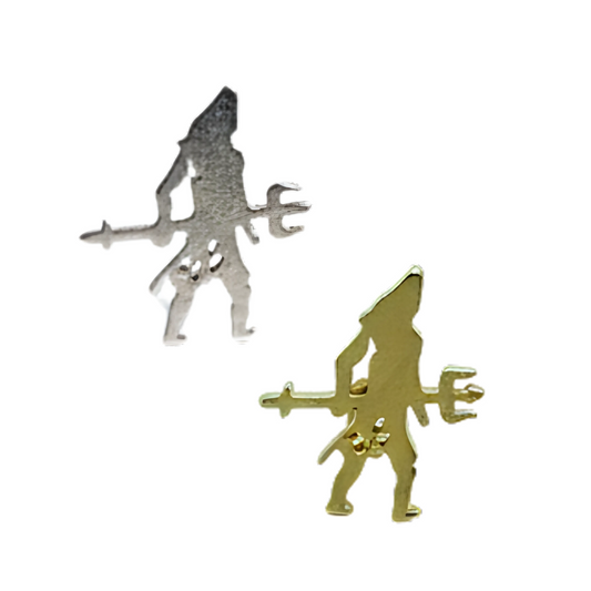 Gold and silver fairy figurines with a bow and arrow on a white background