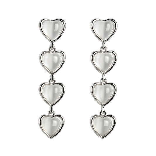 Pair of heart-shaped earrings on a white background
