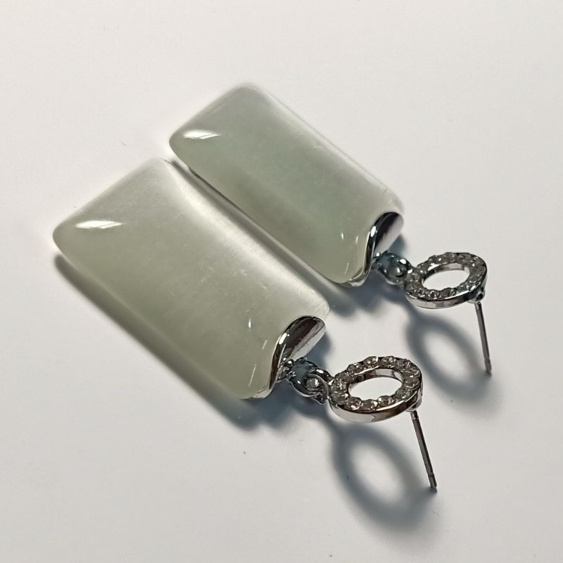 Modern Stainless Steel Drop Earrings in White & Silver