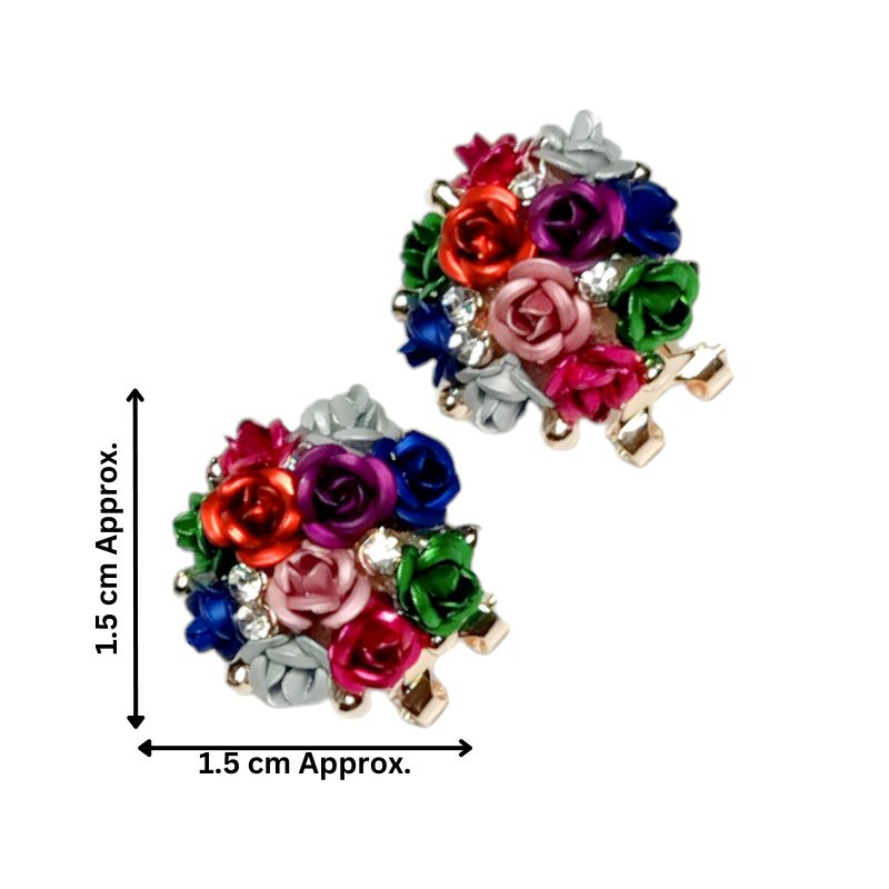 Flower Design Stud Earrings Multicolour Roses