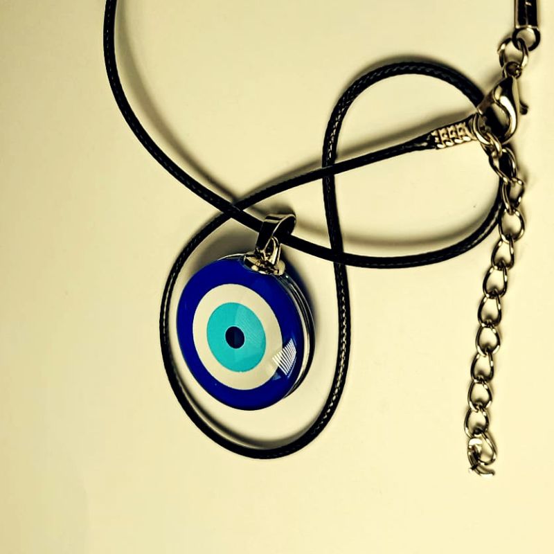 Black Chain Evil Eye Pendant with Secure Lobster Clasp