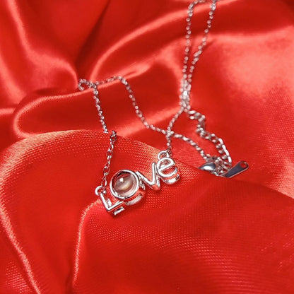 Stainless Steel Love Pearl Necklace with Adjustable Chain