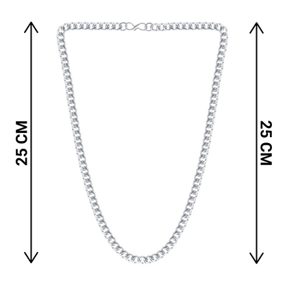 Measurement chart of a necklace with dimensions 25 cm on each side.