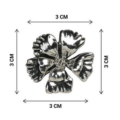 Silver butterfly charm with dimensions labeled on a white background