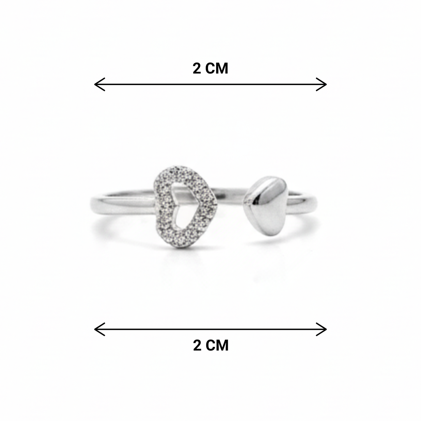 Two silver rings with measurement indicators on a white background