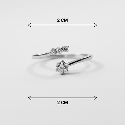 Two diamond rings with dimensions indicated on a light gray background