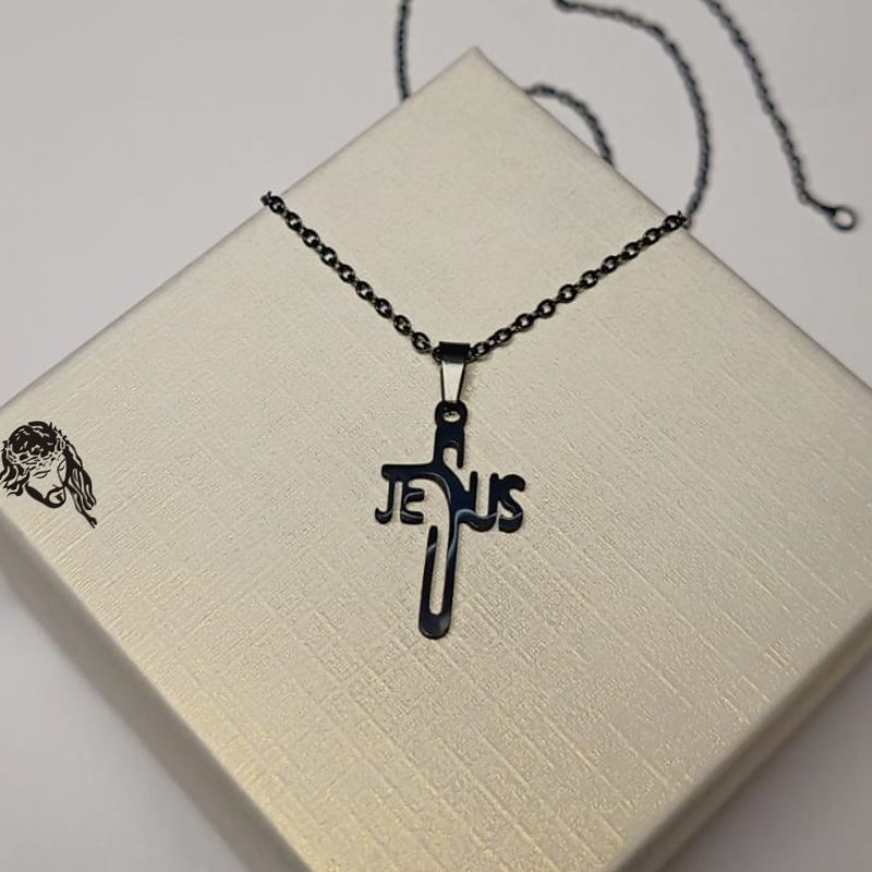 Jesus Black Necklace With Adjustable and Strong Chain