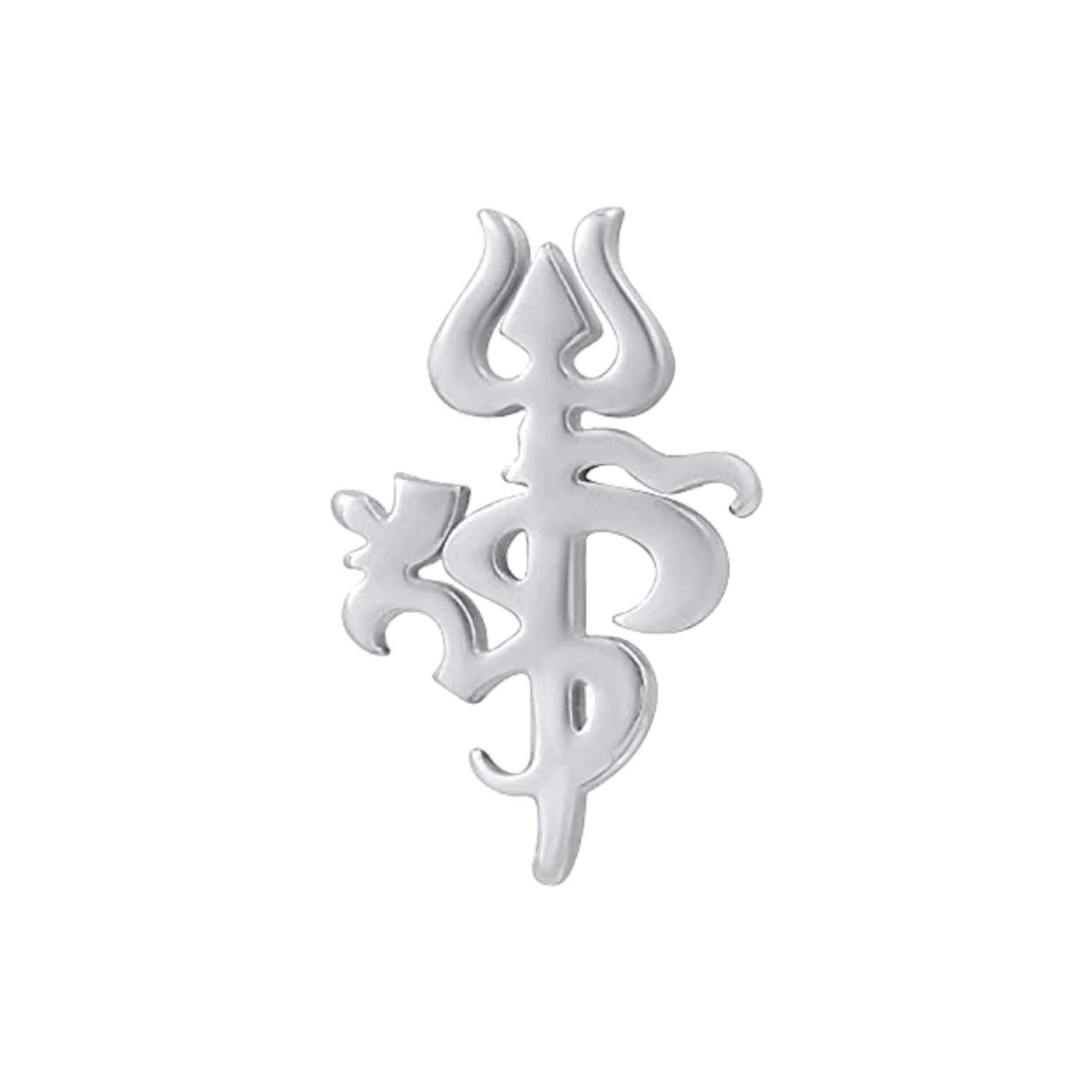 Decorative silver om symbol on a white background