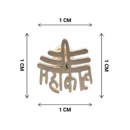Gold ring with measurements on a white background