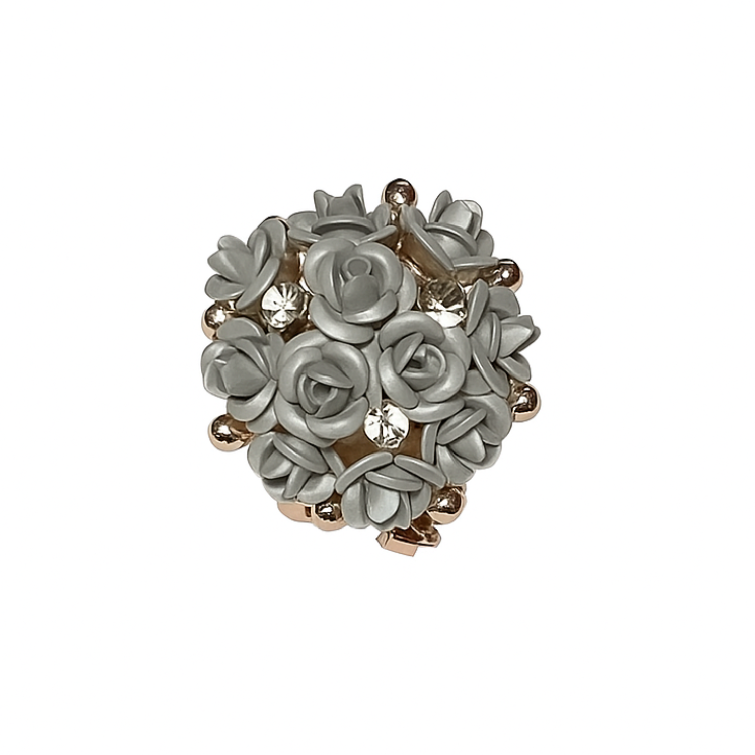 Decorative brooch with floral design on a white background