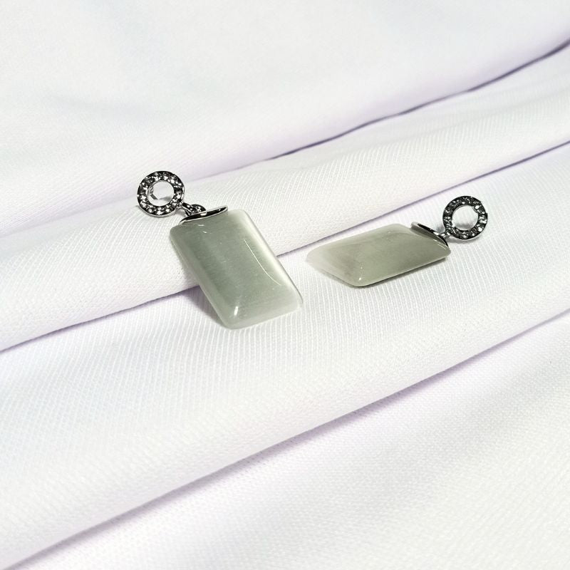 Modern Stainless Steel Drop Earrings in White & Silver