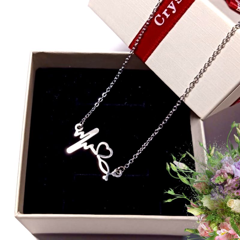 Silver Heartbeat Necklace with Lobster Clasp & Strong Chain