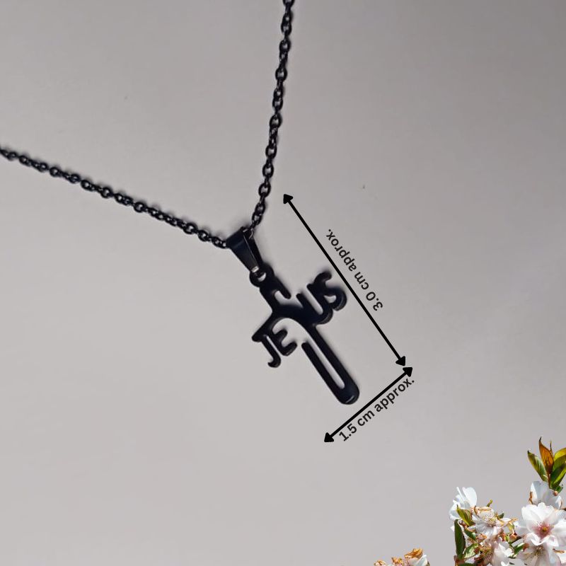 Jesus Black Necklace With Adjustable and Strong Chain