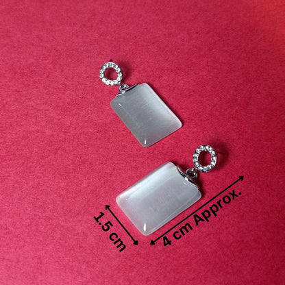 Modern Stainless Steel Drop Earrings in White & Silver