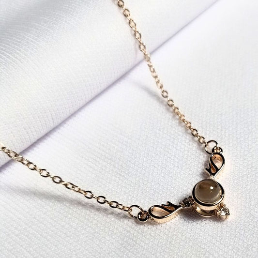 Unique Design Adjustable Pearl Necklace in Golden Stainless Steel