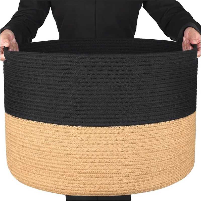 Big Size Tub Shape Laundry Basket - Handmade Jute Cotton, 5 Shades