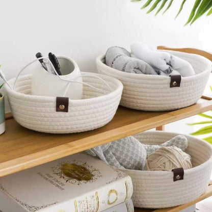 Handwoven Cotton Rope Basket Set - 3 Sizes for Home & Kitchen