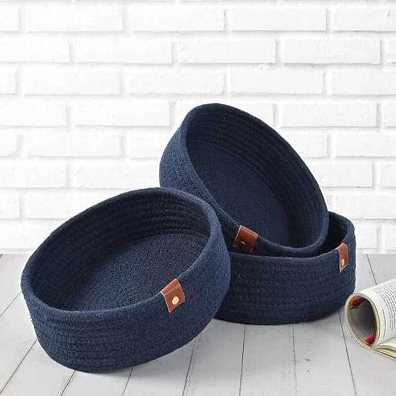 Stylish Handwoven Cotton Storage Basket Combo - 3pc Set