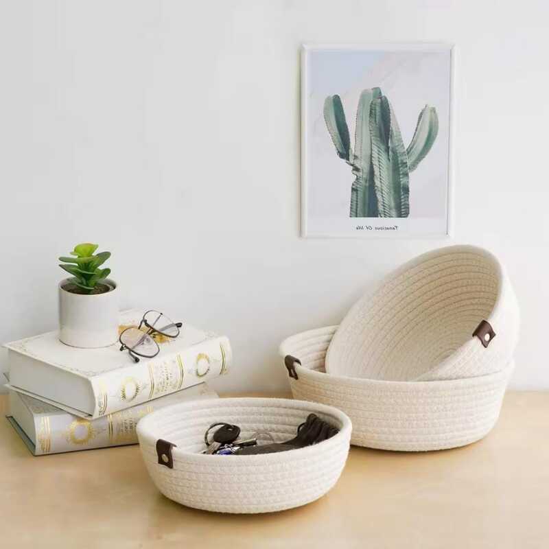 Handwoven Cotton Rope Basket Set - 3 Sizes for Home & Kitchen