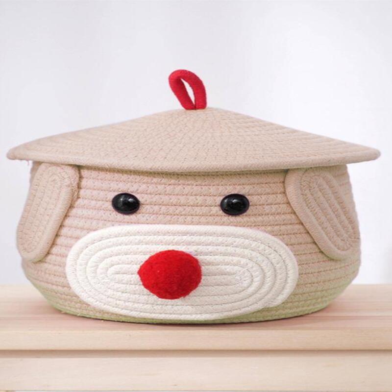 Charming Bear Woven Basket for Kids – Jute Cotton Fabric