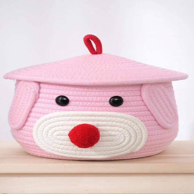 Charming Bear Woven Basket for Kids – Jute Cotton Fabric