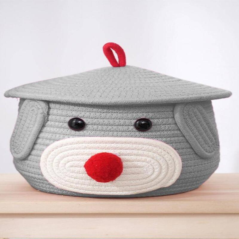 Charming Bear Woven Basket for Kids – Jute Cotton Fabric