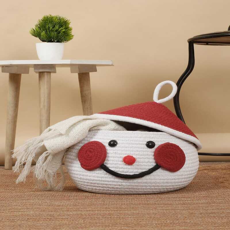 Cute Bear Woven Basket | Handmade Jute Cotton Storage Bucket