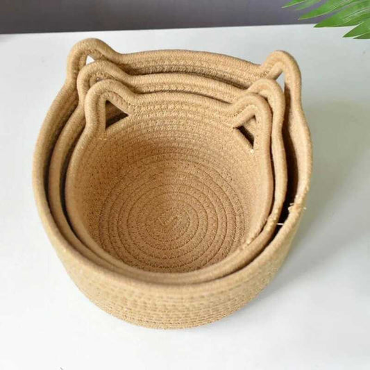 Cute Cat Shape Storage Organizer Basket – Set of 3 for Home & Gifts